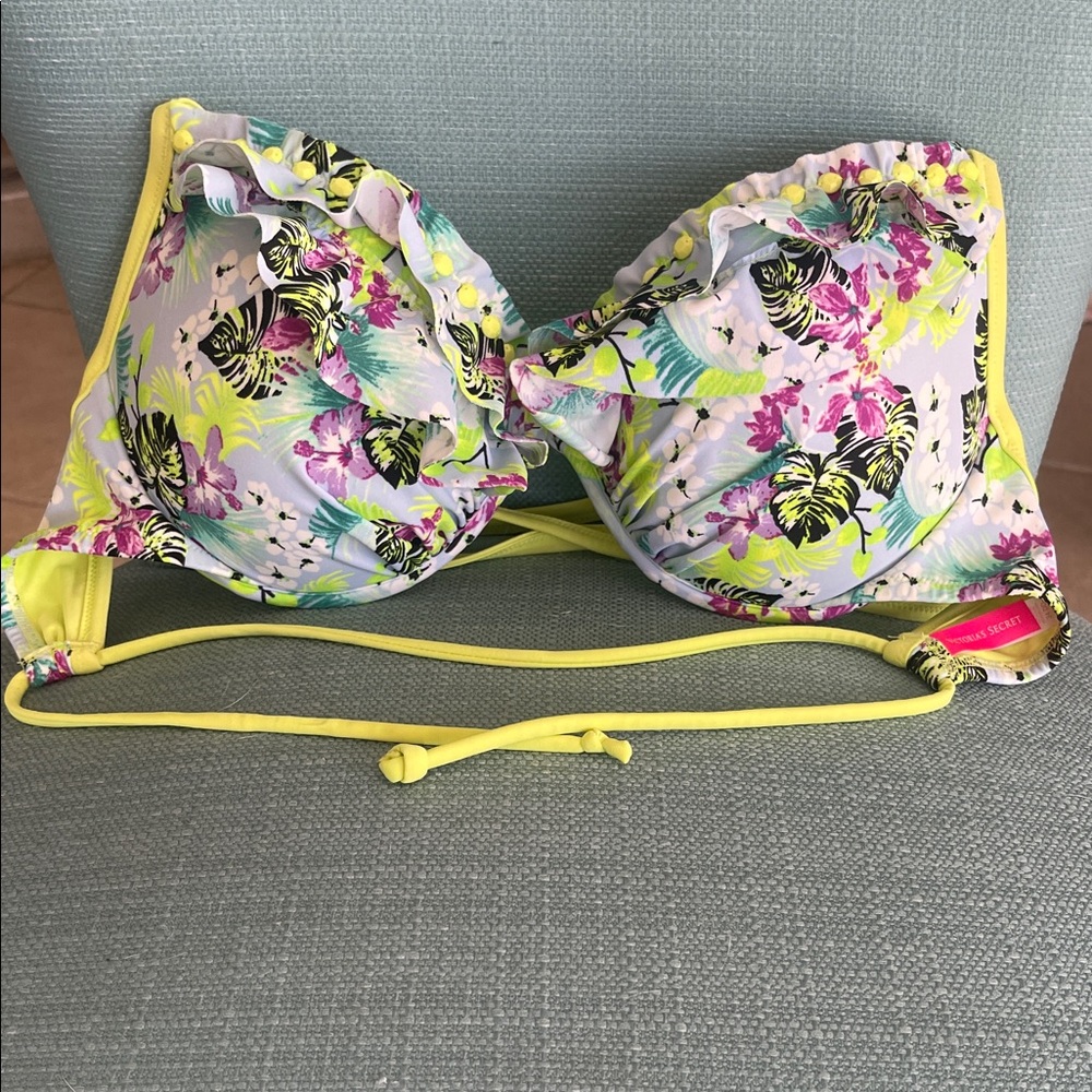 Victoria's Secret Floral Bikini Top with Yellow and Pink